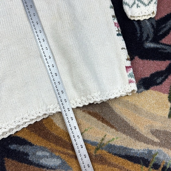 Vintage Floral Knit Sweater - Cream, Pink, Green - Picture 7 of 8